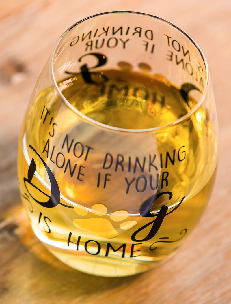 Not Drinking Alone Stemless Wine Glass - 4 x 5 x 4 Inches