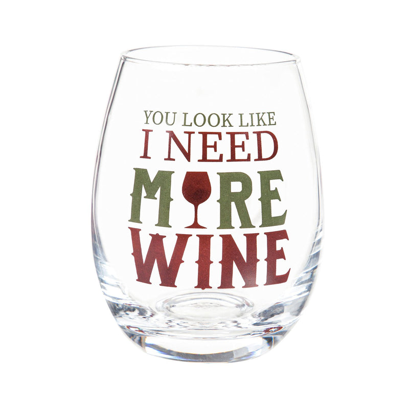 17 OZ Stemless Wine Glass w/Box, I Need More Wine,3sl223