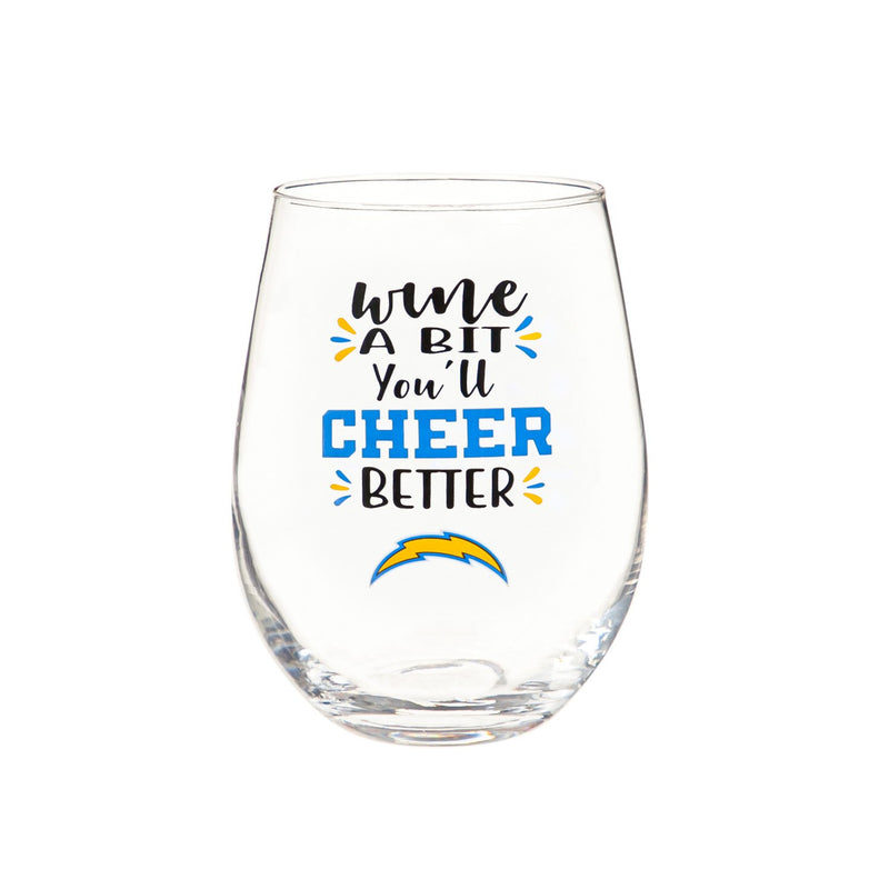 Los Angeles Chargers, 17oz Boxed Stemless Wine,3sl3825