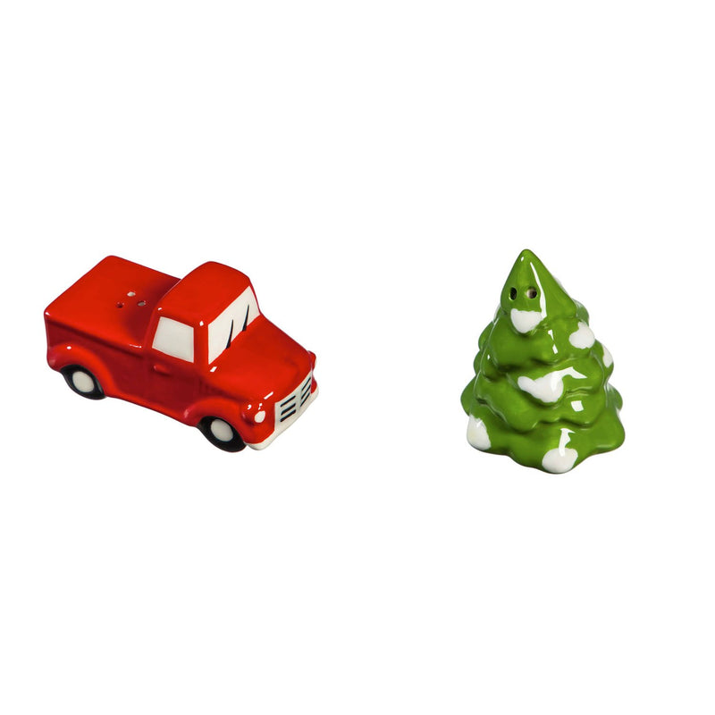 Cypress Home Beautiful Truck and Tree Stackable Salt and Pepper Shaker Set - 4 x 2 x 2 Inches Indoor/Outdoor home goods For Kitchens, Parties and Homes