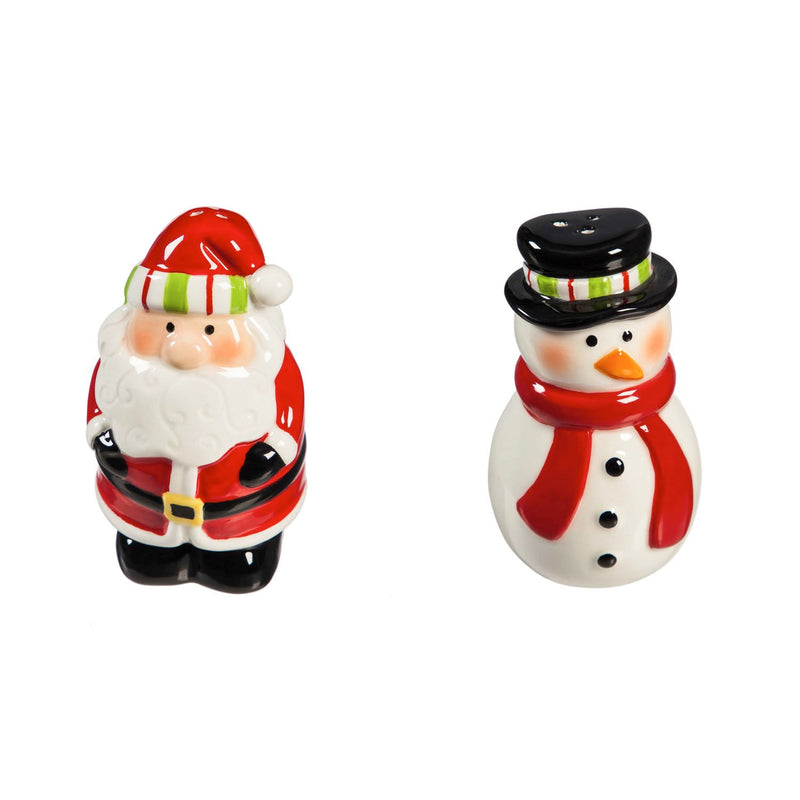 Cypress Home Beautiful Santa and Snowman Salt and Pepper Shaker Set - 2 x 1 x 4 Inches Indoor/Outdoor home goods For Kitchens, Parties and Homes