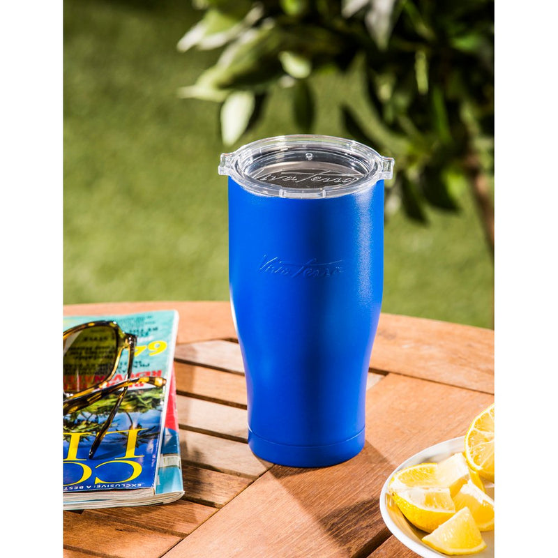 Blue Stainless Steel Beverage Cup - 4 x 4 x 8 Inches