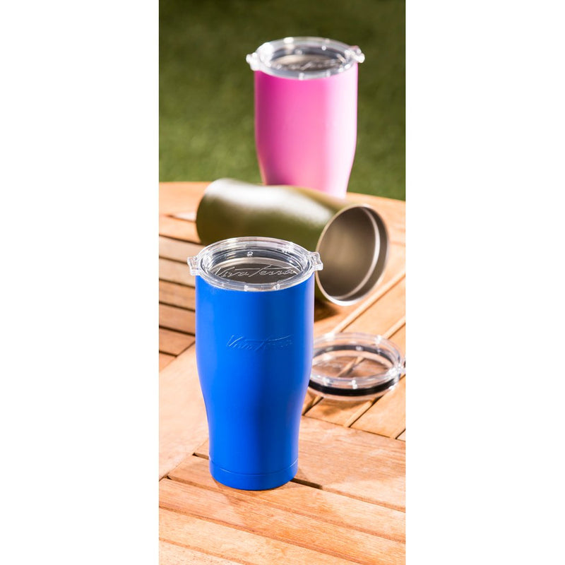Blue Stainless Steel Beverage Cup - 4 x 4 x 8 Inches