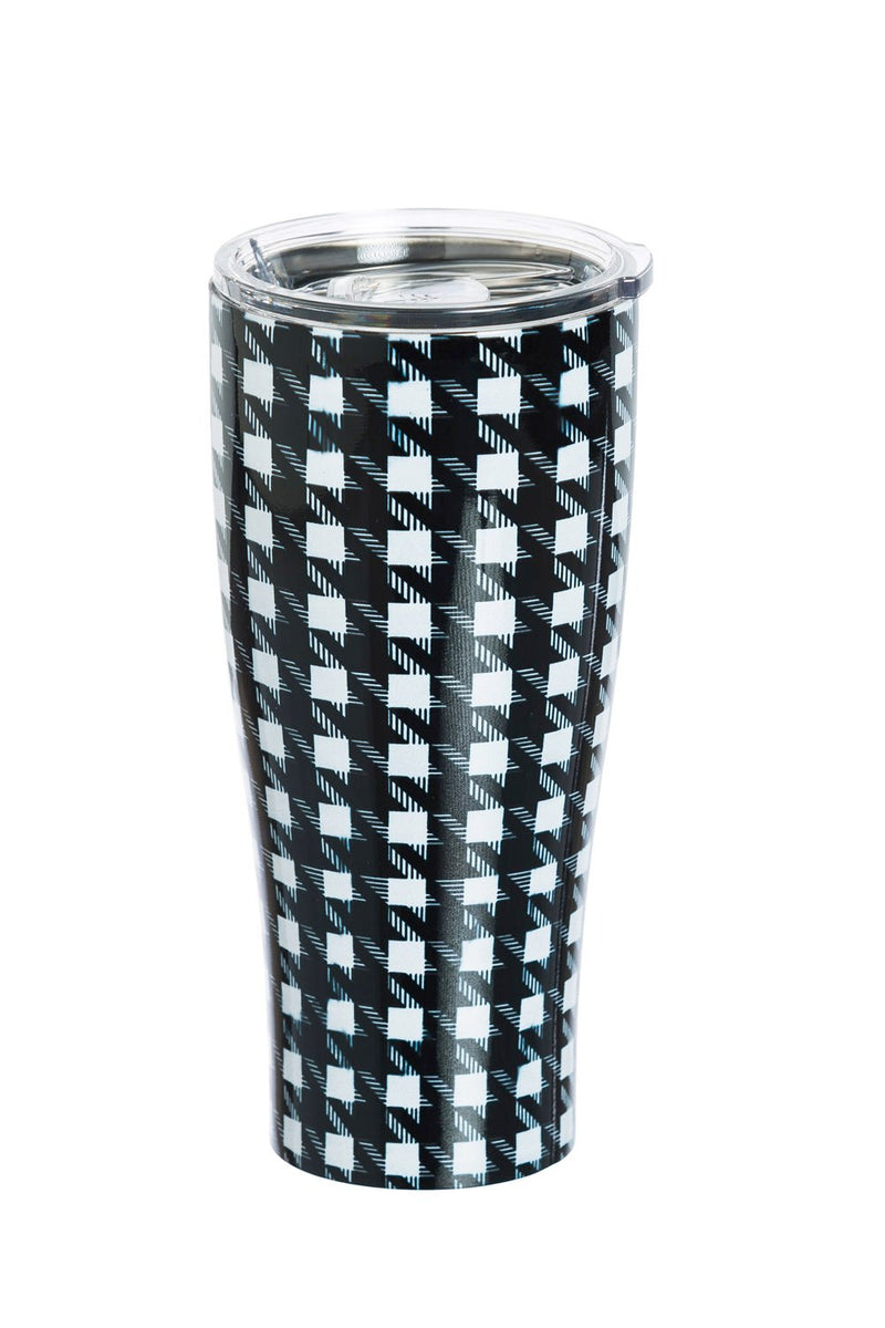 Houndstooth 17 OZ Stainless Steel Cup - 3 x 3 x 8 Inches