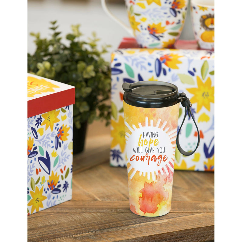 Cypress Home Beautiful Hope and Courage Stainless Steel Travel Cup - 3 x 3 x 8 Inches Homegoods and Accessories for Every Space