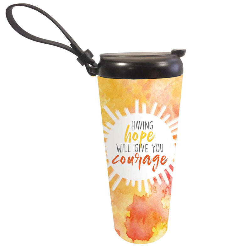Cypress Home Beautiful Hope and Courage Stainless Steel Travel Cup - 3 x 3 x 8 Inches Homegoods and Accessories for Every Space