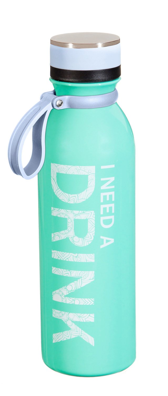 Cypress Home Need a Drink Stainless Steel Water Bottle - 3 x 3 x 11 Inches