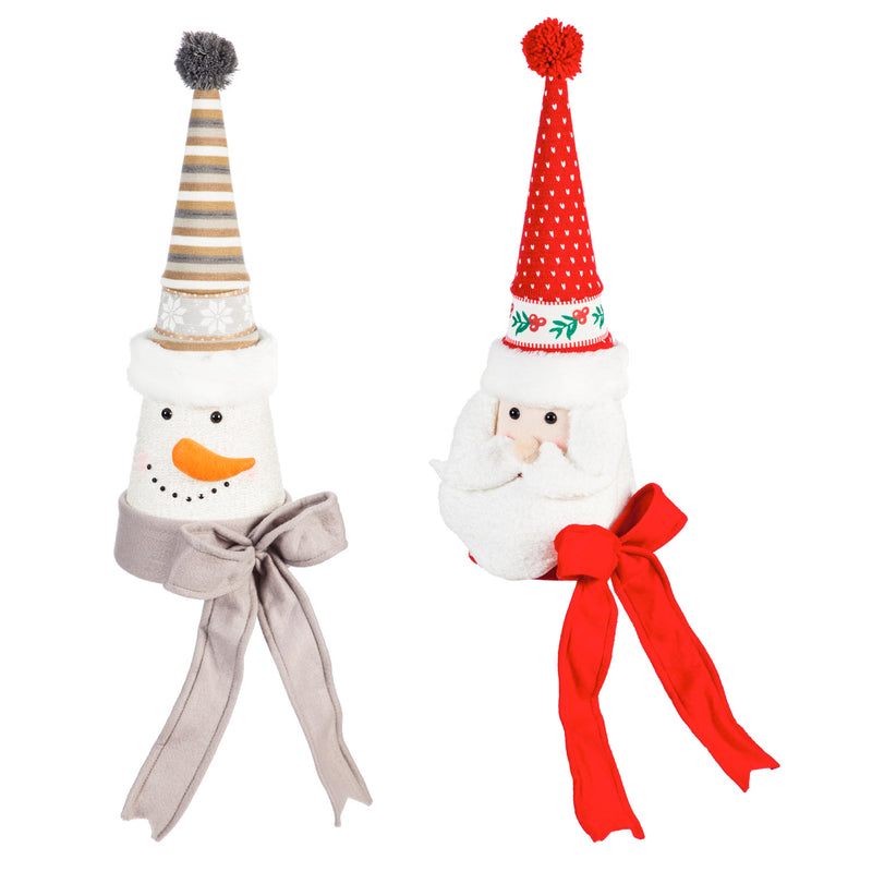 Cone Hat Tree Topper: Santa/Snowman, 2 Assorted,3trt023