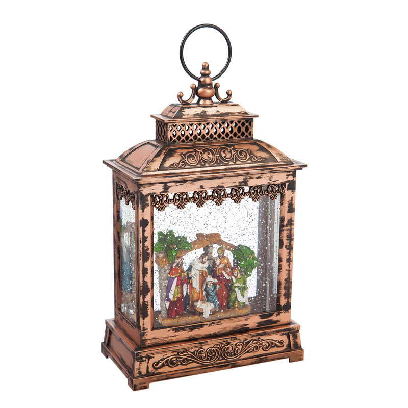 11'' Tall LED Musical Lantern  with Spinning Action and  Timer function Table Decor, Nativity Scene