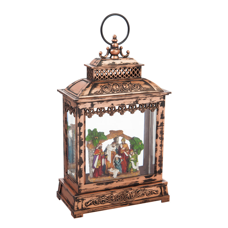 11'' Tall LED Musical Lantern  with Spinning Action and  Timer function Table Decor, Nativity Scene