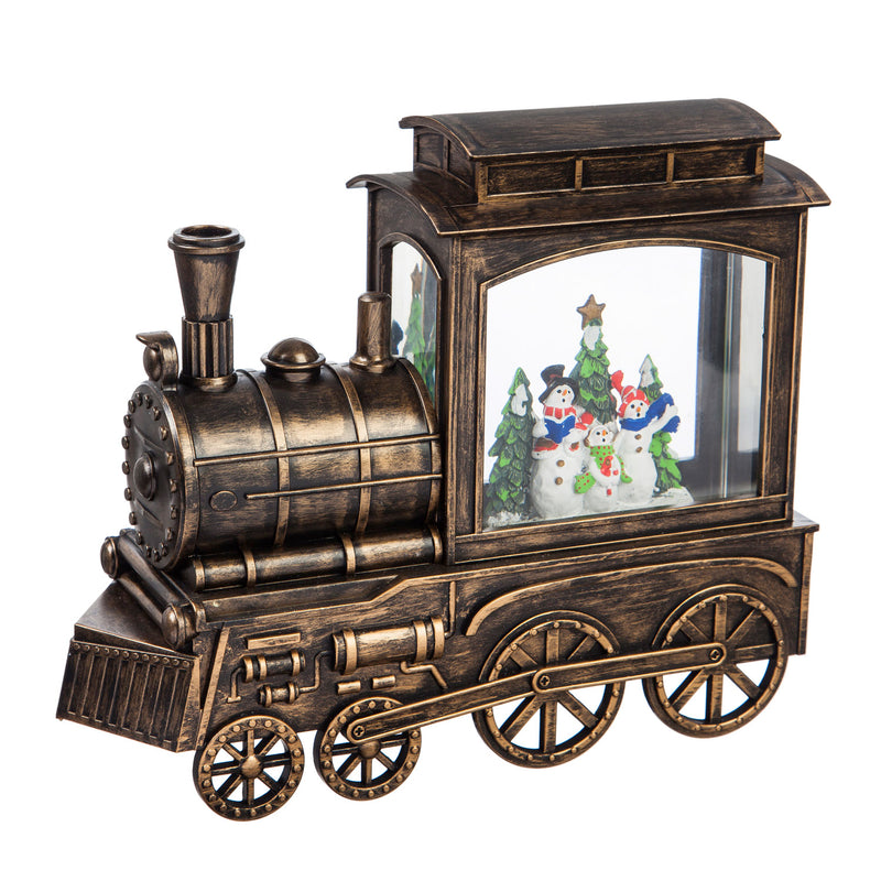 7.5'' Tall LED Musical Train  with Spinning Action and Timer function Table Decor, Snowman Family
