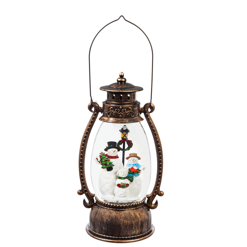 10'' Tall LED Lantern  with Spinning Action and Timer function Table Decor, Snowman Choir,3wgl165