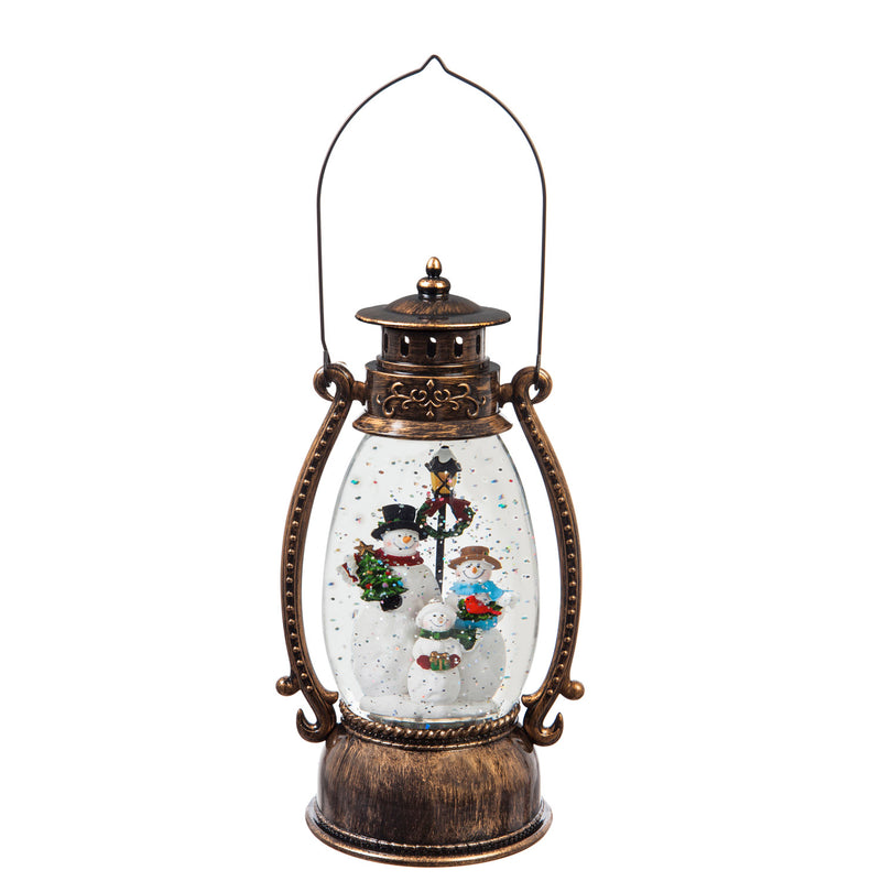 10'' Tall LED Lantern  with Spinning Action and Timer function Table Decor, Snowman Choir,3wgl165