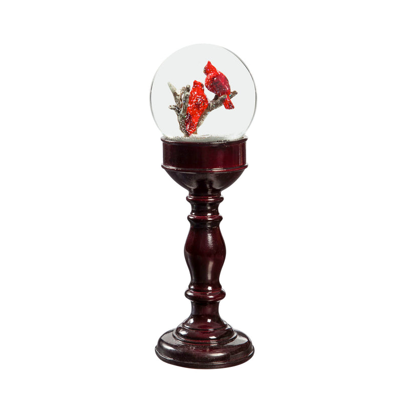Set of 3 Pedestal Water Globes, Cardinals and Trees