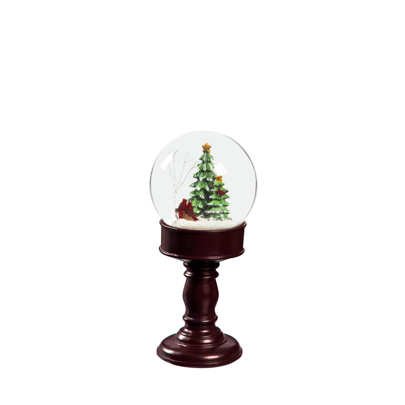 Set of 3 Pedestal Water Globes, Cardinals and Trees