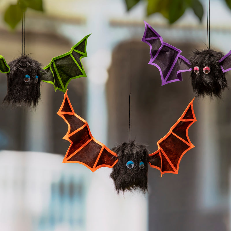 Animated Shaking Bats with Sound Hanging Decor, 3 Asst,401183mbl