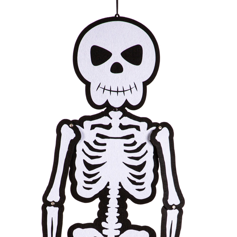 Evergreen Flag,Posable Trick or Treat Halloween Skeleton Hanging Decor,15x0.2x56 Inches