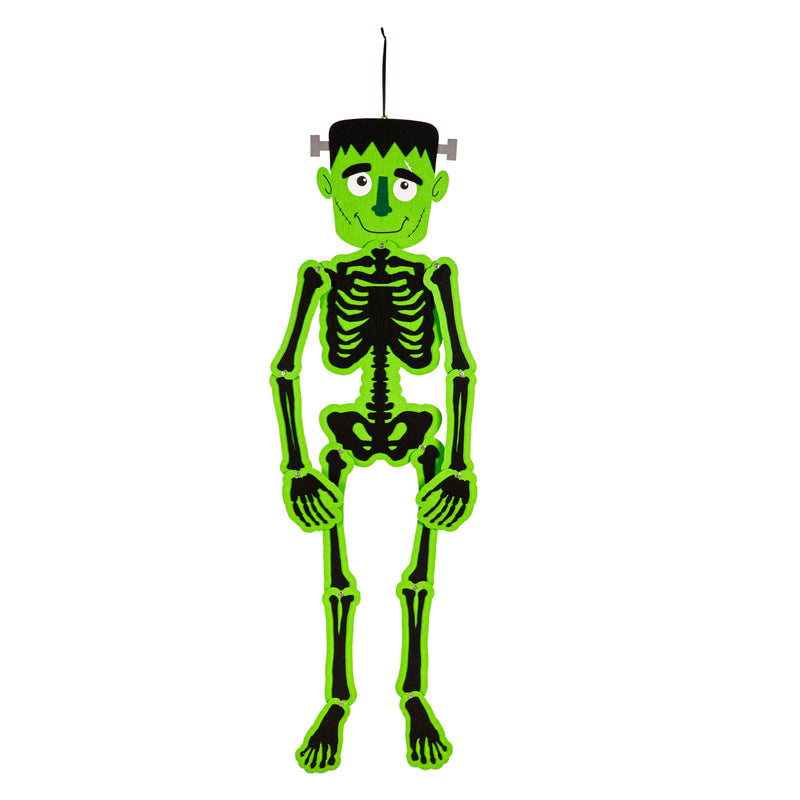 Evergreen Flag,Posable Boo Buddy Halloween Skeleton Hanging Decor,15x0.2x56 Inches