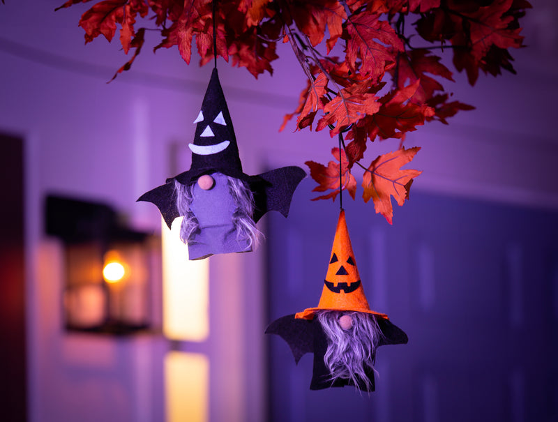 Animated Shaking Halloween Gnome with Sound Hanging Decor,401267bl