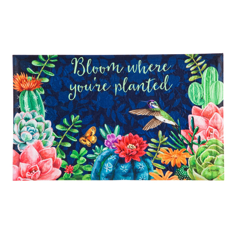 Evergreen Flag Bloom Where You're Planted Embossed Floor Mat - 30 x 1 x 18 Inches