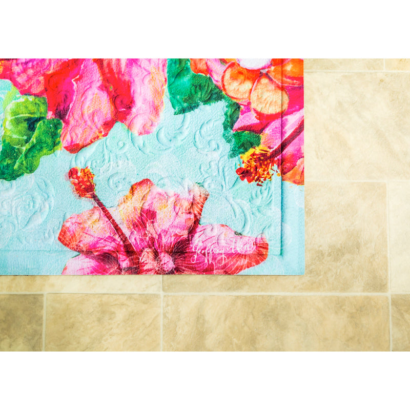 Hummingbird and Hibiscus Embossed Floor Mat,41em2462