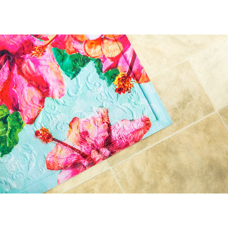 Hummingbird and Hibiscus Embossed Floor Mat,41em2462