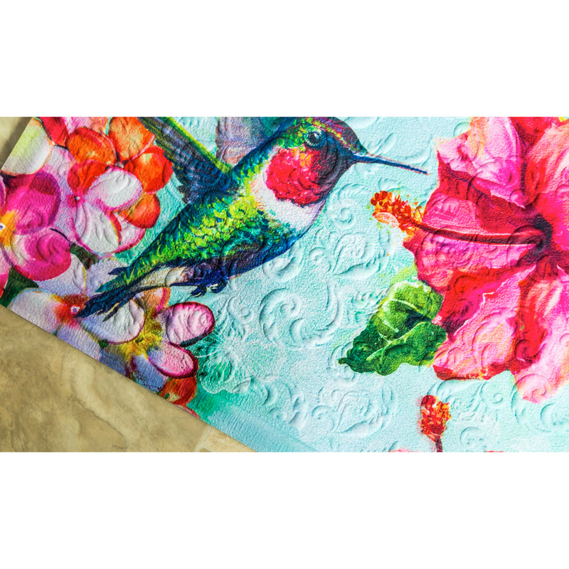 Hummingbird and Hibiscus Embossed Floor Mat,41em2462