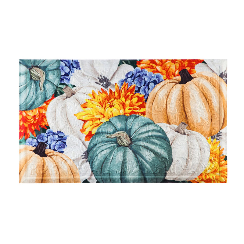 Evergreen Flag Beautiful Autumn Soft Fall Pumpkins Embossed Doormat - 30 x 1 x 18 Inches Fade and Weather Resistant Outdoor Floor Mat for Homes, Yards and Gardens