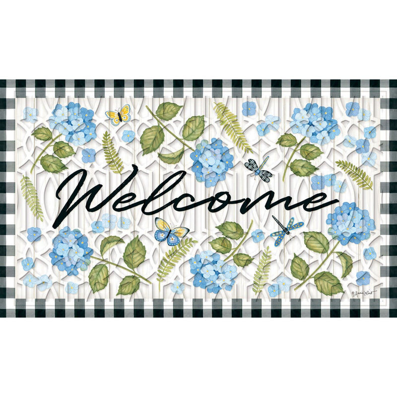 Evergreen Floormat,Dragonfly Welcome Embossed Floor Mat,30x0.5x18 Inches