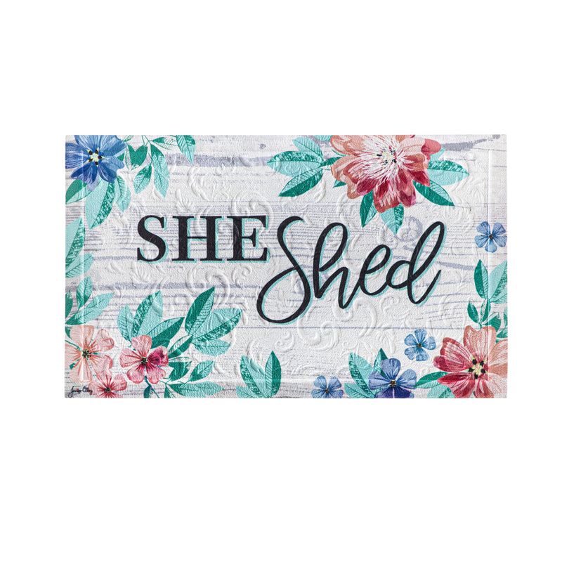 Evergreen Floormat,She Shed Embossed Floor Mat,30x0.5x18 Inches