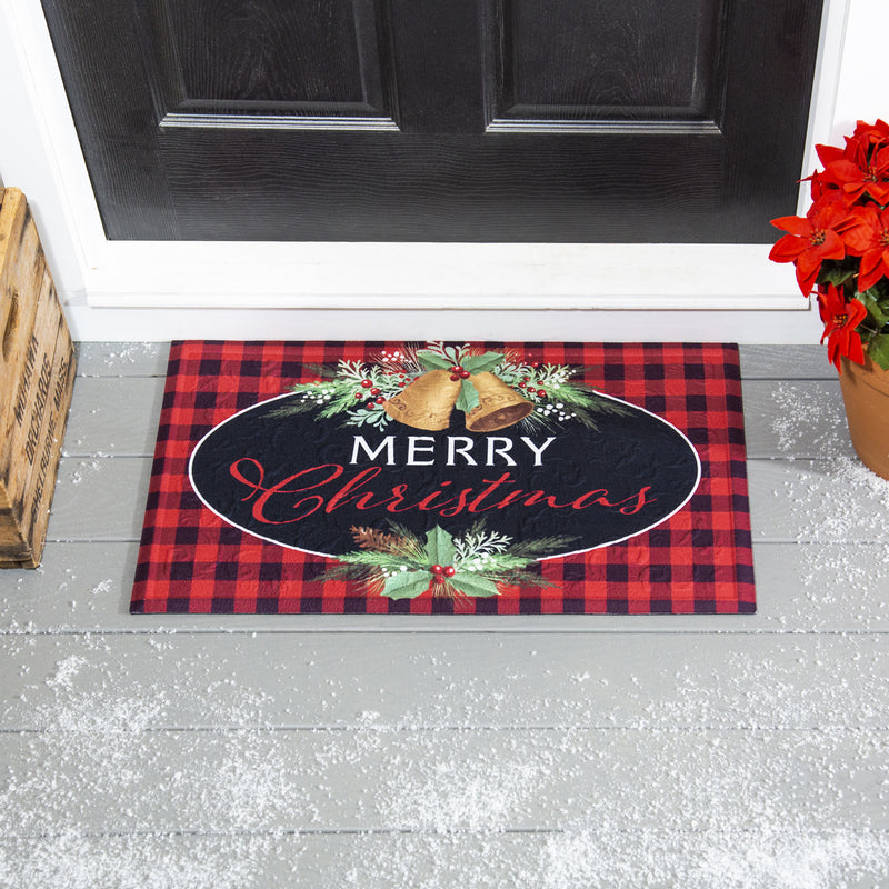 Evergreen Floormat,Christmas Joy Embossed Floor Mat,30x18x0.5 Inches