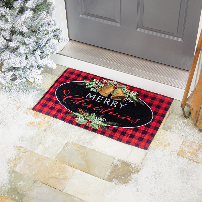 Evergreen Floormat,Christmas Joy Embossed Floor Mat,30x18x0.5 Inches