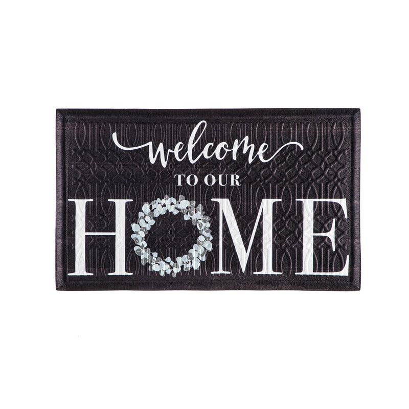 Evergreen Floormat,Eucalyptus Welcome Embossed Mat,30x0.5x18 Inches