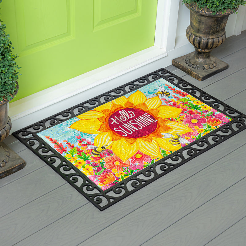 Evergreen Floormat,Hello Sunshine Embossed Floor Mat,0.5x30x18 Inches