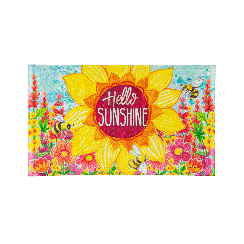 Evergreen Floormat,Hello Sunshine Embossed Floor Mat,0.5x30x18 Inches