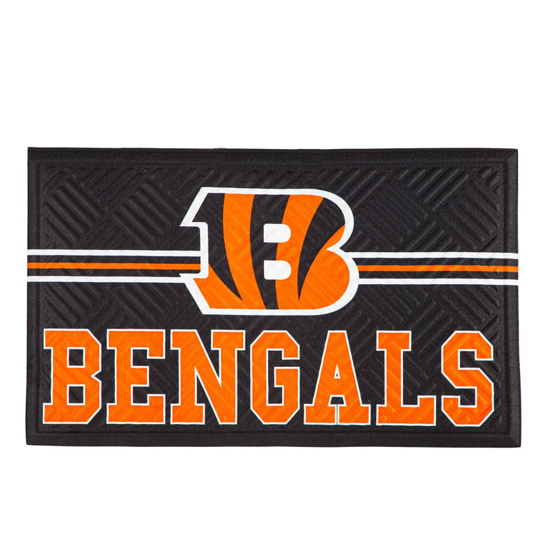 Evergreen Floormat,Embossed Mat, Cross Hatch, Cincinnati Bengals,0.25x30x18 Inches