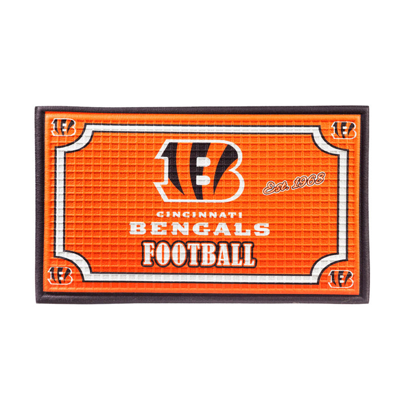 Evergreen Floormat,Embossed Door Mat, Cincinnati Bengals,30x0.25x18 Inches