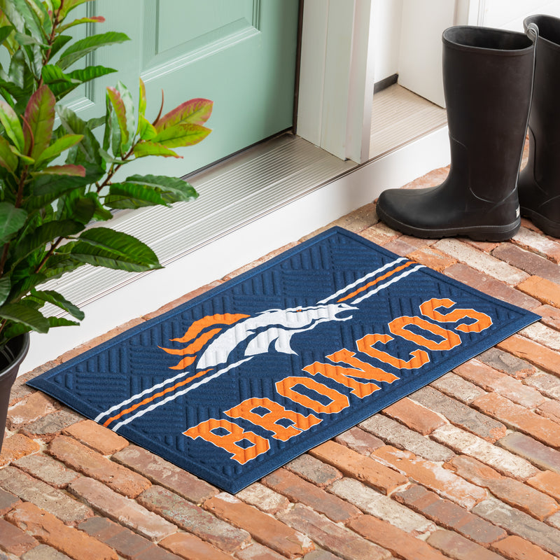 Evergreen Floormat,Embossed Mat, Cross Hatch, Denver Broncos,0.25x30x18 Inches