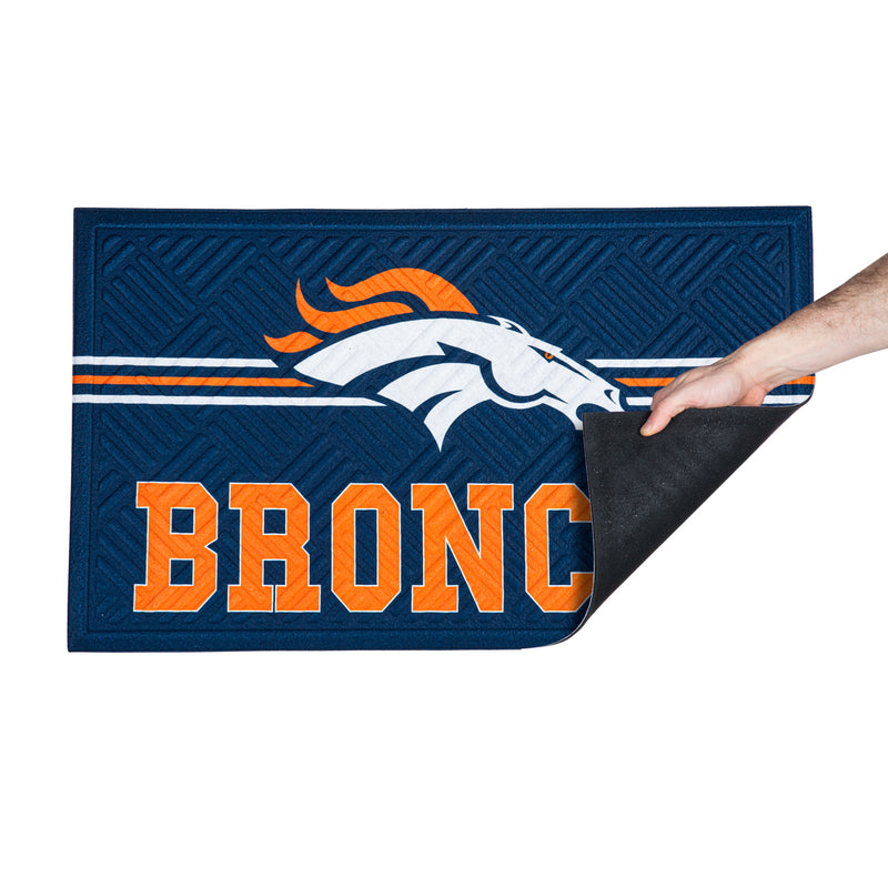 Evergreen Floormat,Embossed Mat, Cross Hatch, Denver Broncos,0.25x30x18 Inches