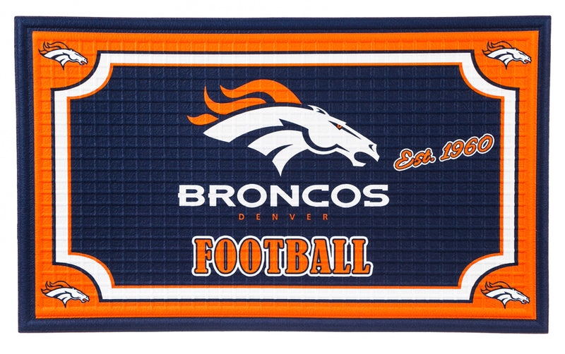 Evergreen Floormat,Embossed Door Mat-Denver Broncos,30x0.25x18 Inches