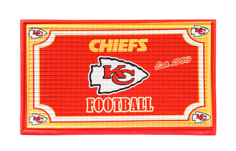 Evergreen Floormat,Embossed Door Mat, Kansas City Chiefs,30x18x0.25 Inches