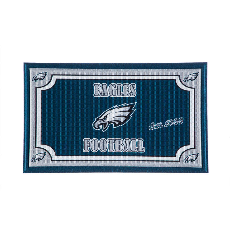 Team Sports America NFL Philadelphia Eagles Embossed Outdoor-Safe Mat - 30" W x 18" H Durable Non Slip Floormat for Football Fans