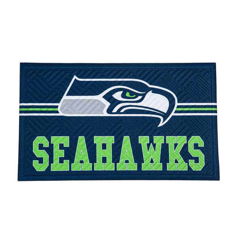 Evergreen Floormat,Embossed Mat, Cross Hatch, Seattle Seahawks,0.25x30x18 Inches