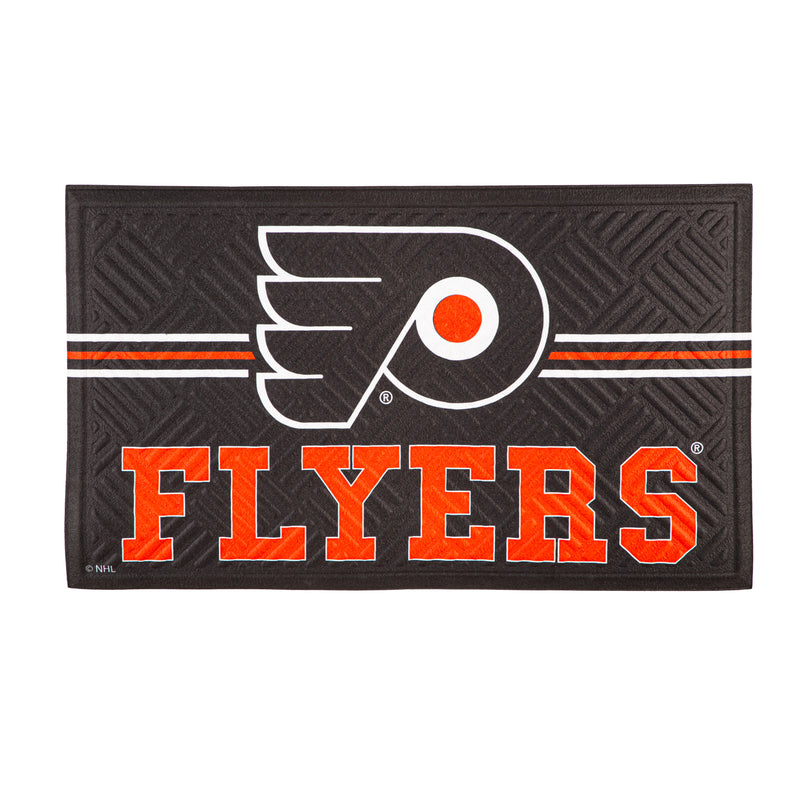 Evergreen Floormat,Embossed Mat, Cross Hatch, Philadelphia Flyers,0.25x30x18 Inches