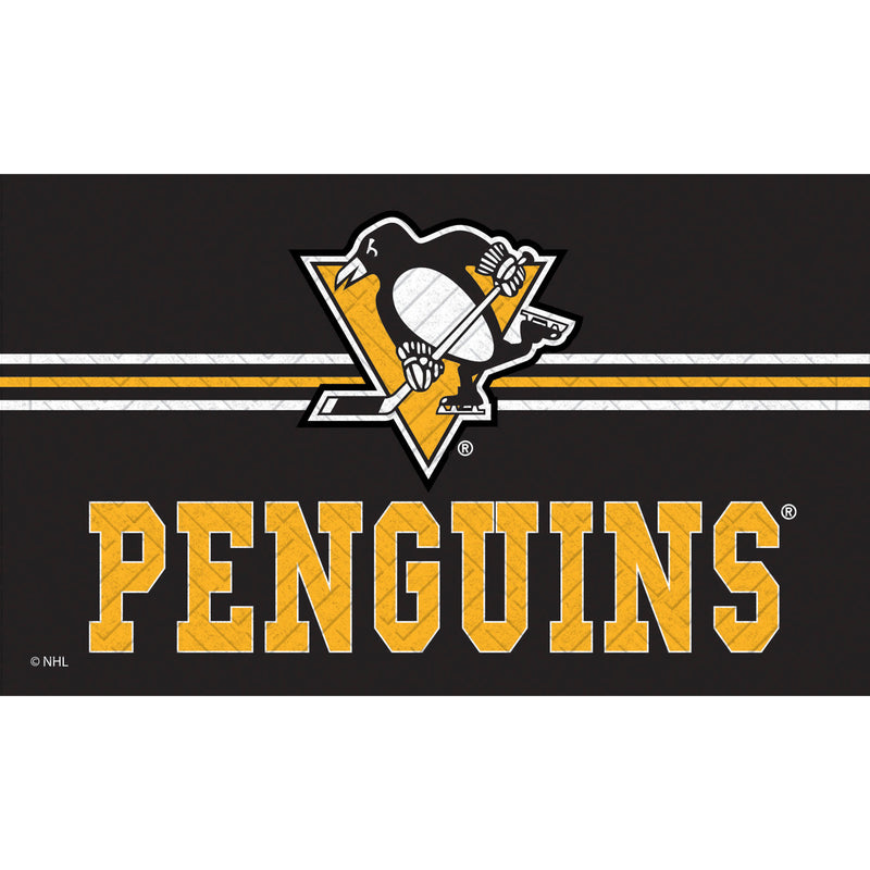Evergreen Floormat,Embossed Mat, Cross Hatch, Pittsburgh Penguins,0.25x30x18 Inches
