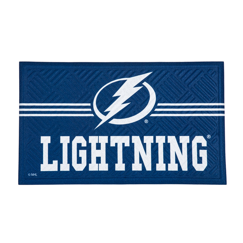 Evergreen Floormat,Embossed Mat, Cross Hatch, Tampa Bay Lightning,0.25x30x18 Inches