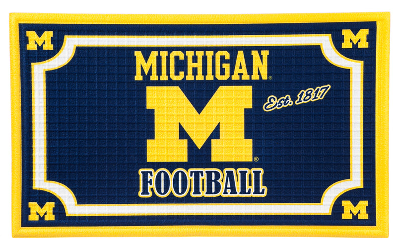Team Sports America Collegiate University of Michigan Embossed Outdoor-Safe Mat - 30" W x 18" H Durable Non Slip Floormat for Collegiate Fans