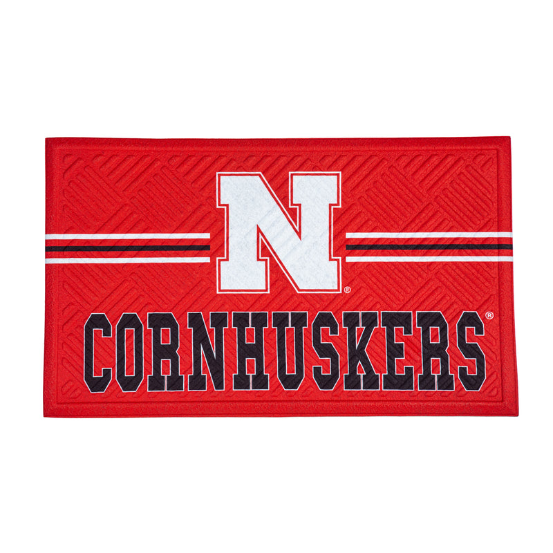 Evergreen Floormat,Embossed Mat, Cross Hatch, University of Nebraska,0.25x30x18 Inches