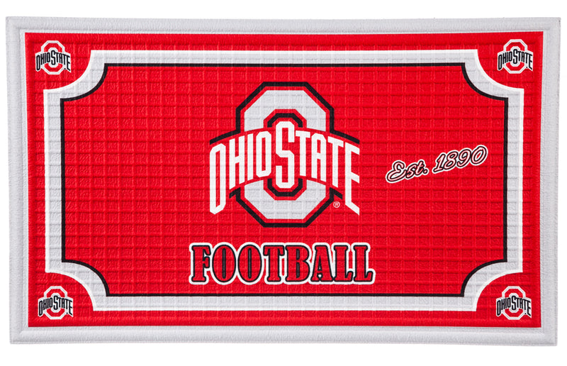 Team Sports America Collegiate Ohio State University Embossed Outdoor-Safe Mat - 30" W x 18" H Durable Non Slip Floormat for Collegiate Fans