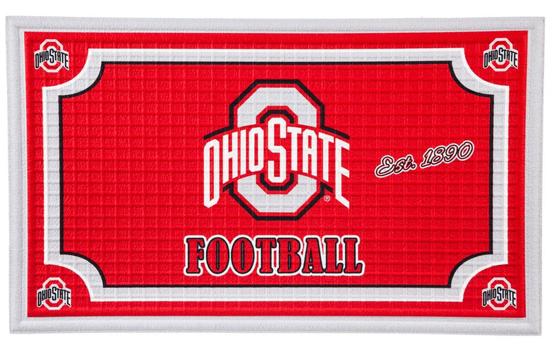 Team Sports America Collegiate Ohio State University Embossed Outdoor-Safe Mat - 30" W x 18" H Durable Non Slip Floormat for Collegiate Fans